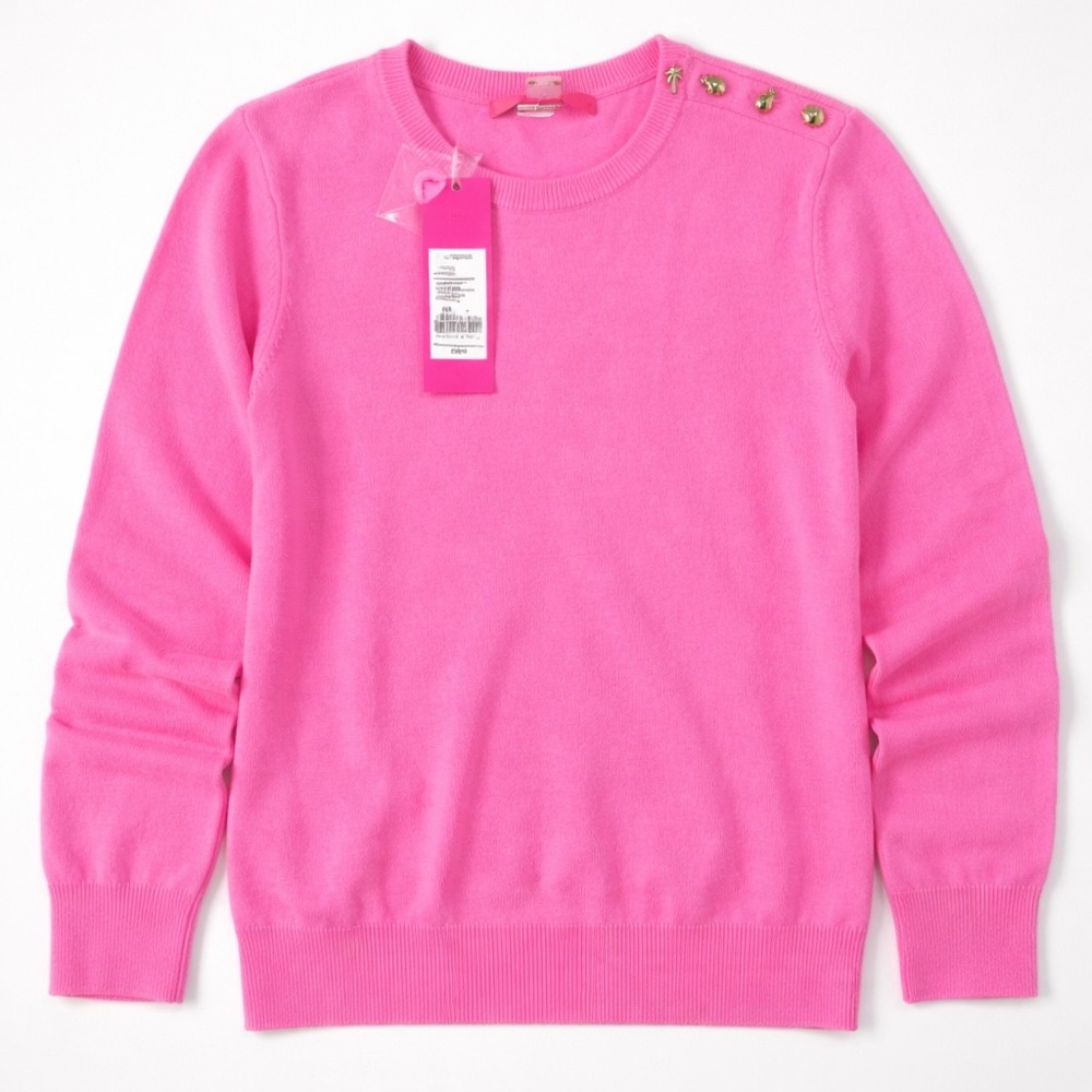 Lilly Pulitzer Delvin Cashmere Sweater Pink Sorbet Size L NWT - Picture 3 of 6